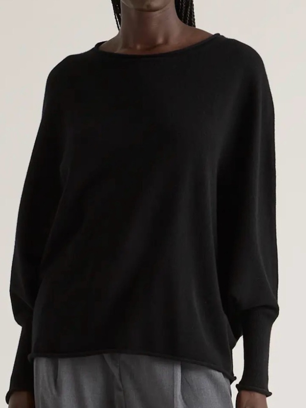 NWOT Quince Mongolian Cashmere Black Batwing Sweater Women’s Small Medium